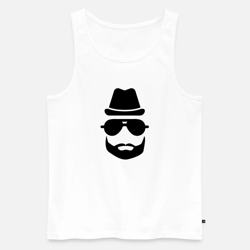 Cooler Bartmann ... Hut Sonnenbrille Bart - Männer Premium Bio Tank Top - Weiß