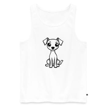 Whippet Chien Bande dessinée Mignon - Débardeur bio Premium Homme - blanc - Devant - AI Model Male 178 light (178cm)