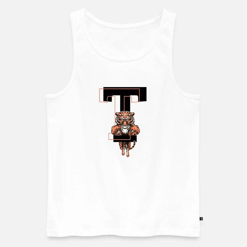 Tiger Buchstabe T - Geschenkidee - Männer Premium Bio Tank Top - Weiß