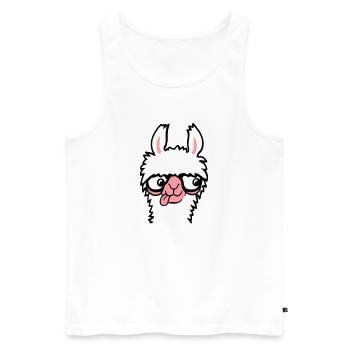 Llama Nerd Geek Lunettes à monture de corne Smart Funny Grimace - Débardeur bio Premium Homme - blanc - Devant - AI Model Male 178 light (178cm)