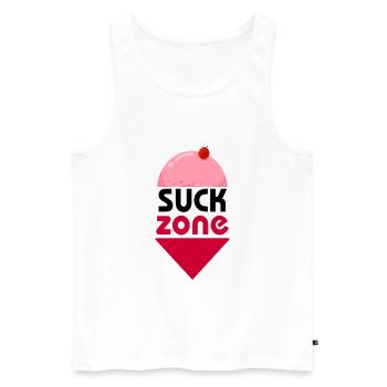SUCK ZONE - Men's Premium Organic Tank Top - white - Front - AI Model Male 178 light (178cm)