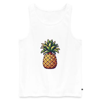 Icône pixel ananas - Débardeur bio Premium Homme - blanc - Devant - Michal (187cm)