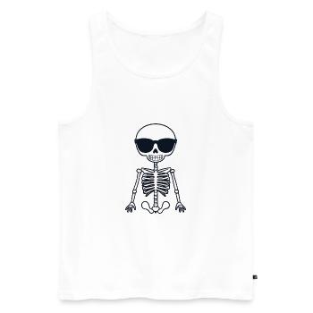 Squelette Halloween Cool - Débardeur bio Premium Homme - blanc - Devant - Michal (187cm)