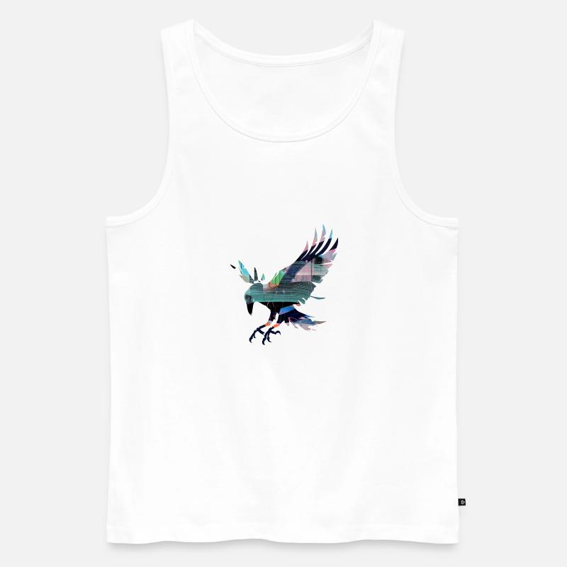 rabe,krähe,vogel,graffiti,rot,collage,bunt,malerei - Männer Premium Bio Tank Top - Weiß