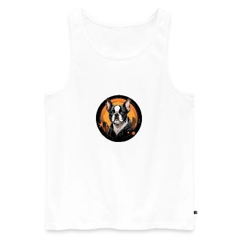 Bouledogue Français Frenchie Portrait en cercle - Débardeur bio Premium Homme - blanc - Devant - AI Model Male 178 light (178cm)