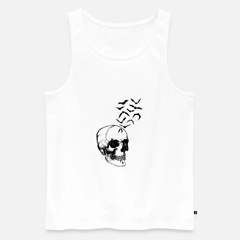 Skullhead with Bats combined Design - Männer Premium Bio Tank Top - Weiß