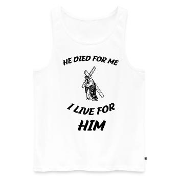 Jésus-Christ Croiser la religion En disant idée de cadeau - Débardeur bio Premium Homme - blanc - Devant - AI Model Male 178 light (178cm)