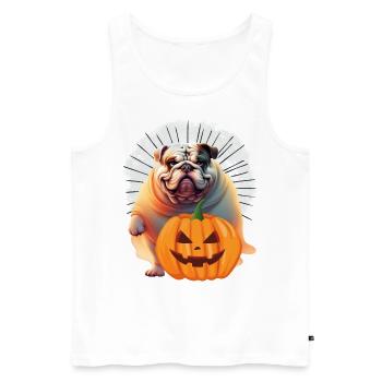 Bulldogge Halloween Hund englische Bulldogge - Männer Premium Bio Tank Top - Weiß - Vorne - Michal (187cm)