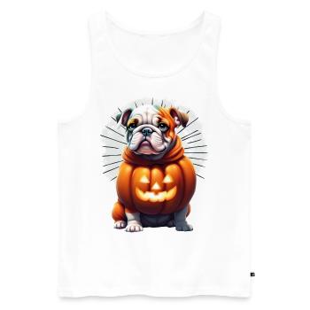 Bouledogue Halloween chien CHIENS - Débardeur bio Premium Homme - blanc - Devant - AI Model Male 178 light (178cm)