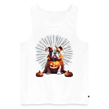 Bulldogge Halloween Hund HUNDE - Männer Premium Bio Tank Top - Weiß - Vorne - Michal (187cm)
