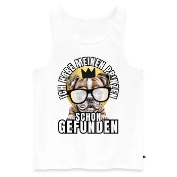 PRINCES FOUND - BULLDOG chien CHIENS - Débardeur bio Premium Homme - blanc - Devant - Michal (187cm)