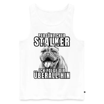 CHIEN DE CHASSE PERSONNEL CHIEN BOULEDOGUE - Débardeur bio Premium Homme - blanc - Devant - Michal (187cm)