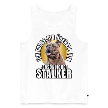 CHIEN DE CHASSE PERSONNEL CHIEN BOULEDOGUE - Débardeur bio Premium Homme - blanc - Devant - Michal (187cm)