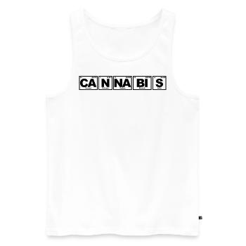 Cannabis : Chimie - Tableau périodique - Débardeur bio Premium Homme - blanc - Devant - Michal (187cm)