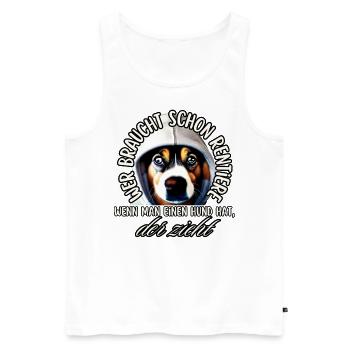 chemise chien drôle CHRISTMAS REINDEER DOG - Débardeur bio Premium Homme - blanc - Devant - AI Model Male 178 light (178cm)