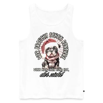 drôle Père Noël Bulldog chiens de Noël - Débardeur bio Premium Homme - blanc - Devant - Michal (187cm)
