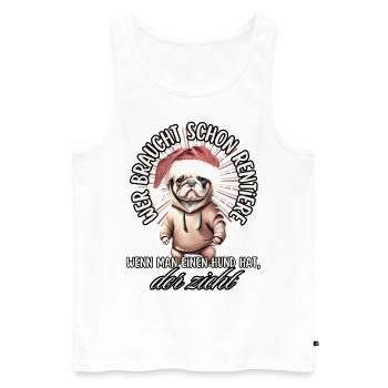 drôle Père Noël Bulldog chiens de Noël - Débardeur bio Premium Homme - blanc - Devant - Michal (187cm)