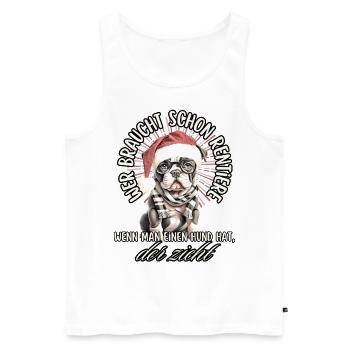 drôle Père Noël Bulldog chiens de Noël - Débardeur bio Premium Homme - blanc - Devant - Michal (187cm)