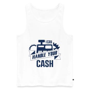 Ich kann mit deinem Cash umgehen - Kassierer Kasse - Männer Premium Bio Tank Top - Weiß - Vorne - Michal (187cm)