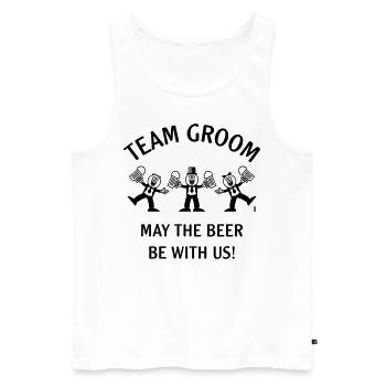 Team Groom (Caricature / Bière avec nous / 1C) - Débardeur bio Premium Homme - blanc - Devant - Michal (187cm)