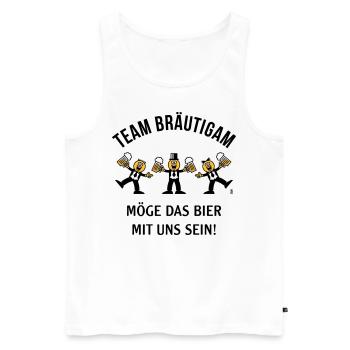 Team Bräutigam (Karikatur / Bier Mit Uns / 3C / B) - Männer Premium Bio Tank Top - Weiß - Vorne - AI Model Male 178 light (178cm)
