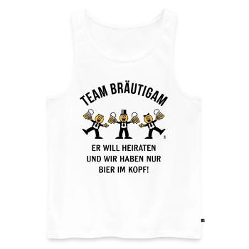 Team Bräutigam (Karikatur / Bier Im Kopf / 3C / B) - Männer Premium Bio Tank Top - Weiß - Vorne - AI Model Male 178 light (178cm)
