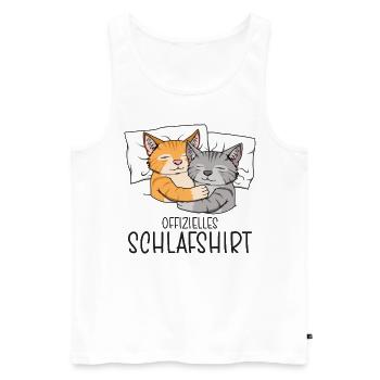 Offizielles Schlafshirt Katzen, Schlafanzug Katze - Männer Premium Bio Tank Top - Weiß - Vorne - Michal (187cm)