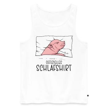 Offizielles Schlafshirt Schwein, Schlafanzug - Männer Premium Bio Tank Top - Weiß - Vorne - Michal (187cm)