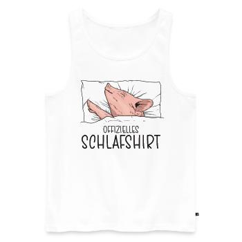 Offizielles Schlafshirt Schwein, Schlafanzug - Männer Premium Bio Tank Top - Weiß - Vorne - Michal (187cm)