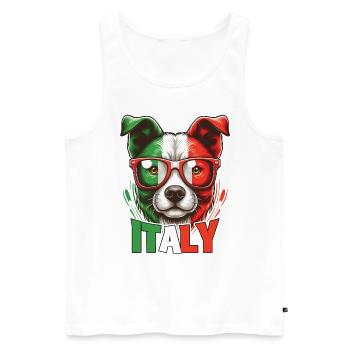 Italie Drapeau Chien Lunettes de soleil Italie & Italie - Débardeur bio Premium Homme - blanc - Devant - Michal (187cm)