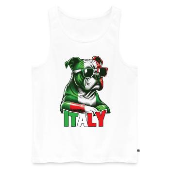 Italie Drapeau Chien Lunettes de soleil Italie & Italie - Débardeur bio Premium Homme - blanc - Devant - Michal (187cm)