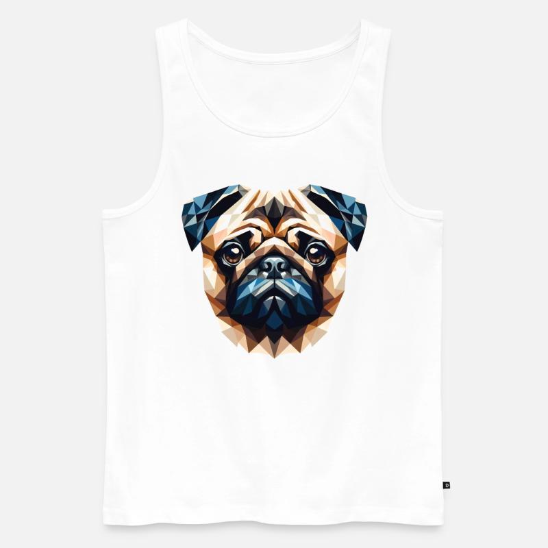 Polygon Hund, Digitale Kunst Tier Mops - Männer Premium Bio Tank Top - Weiß