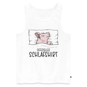 Offizielles Schlafshirt Schwein Schlafanzug Ferkel - Männer Premium Bio Tank Top - Weiß - Vorne - Michal (187cm)