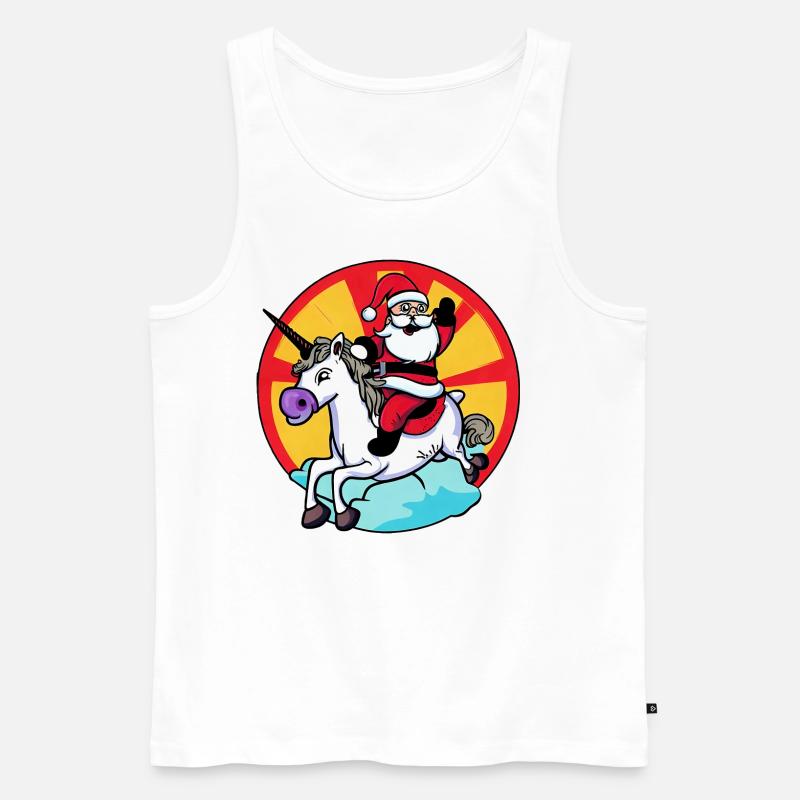 Einhorn Weihnachtsmann - Männer Premium Bio Tank Top - Weiß