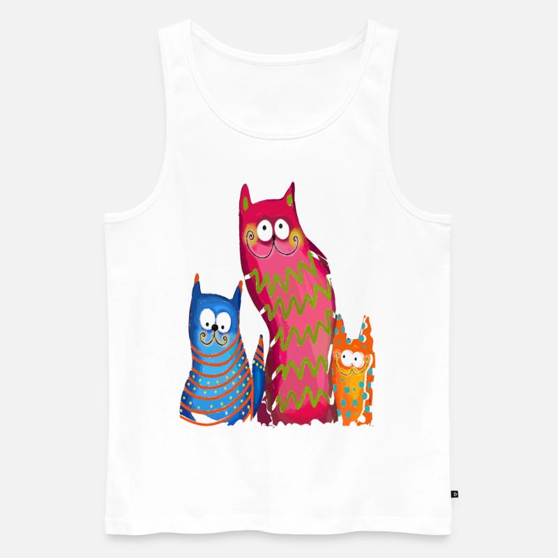 Witzige Katzen - Männer Premium Bio Tank Top - Weiß