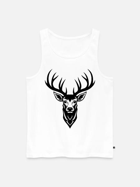 Deer Silhouette Head Antlers - Men's Premium Organic Tank Top - white
