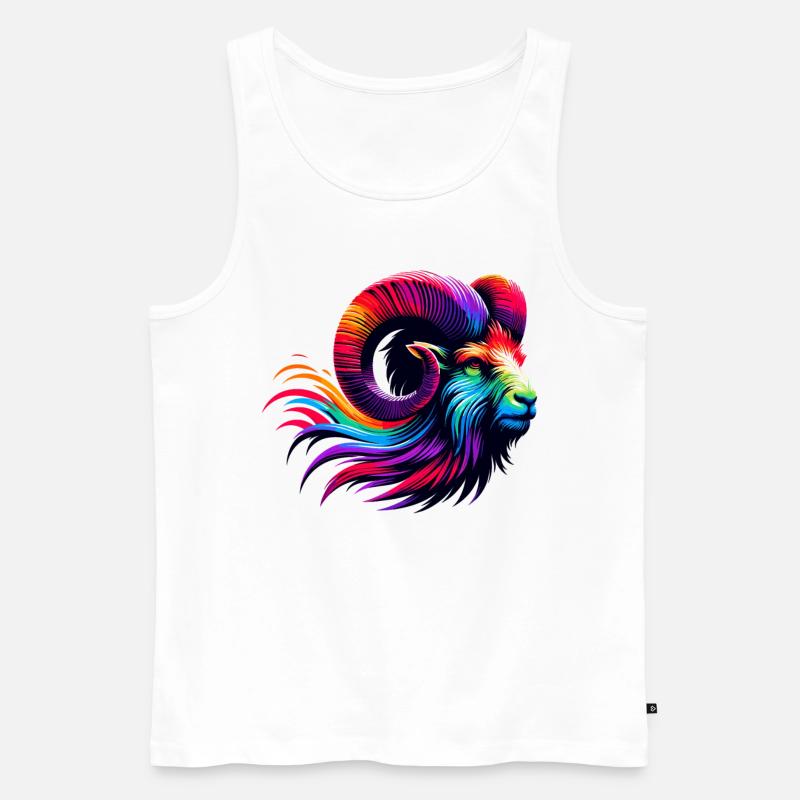 Widder Sternzeichen Lebendiges Regenbogen-Design - Männer Premium Bio Tank Top - Weiß