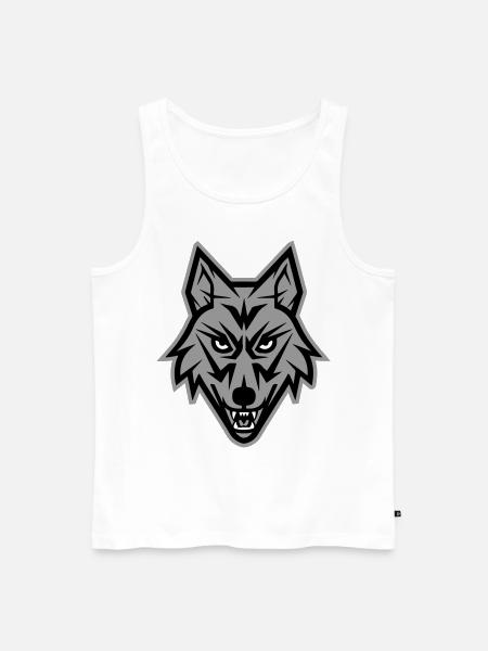Wolf Symbol Portait Logo - Men's Premium Organic Tank Top - white