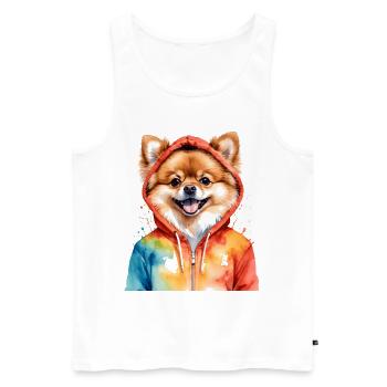 Pomeranian Pomeranian Pomeranian Hoodie Dog Print - Men's Premium Organic Tank Top - white - Front - Michal (187cm)