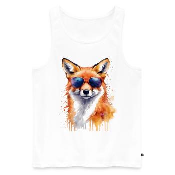 Fuchs Sonnenbrille Bunt Tier Design Print - Männer Premium Bio Tank Top - Weiß - Vorne - Michal (187cm)