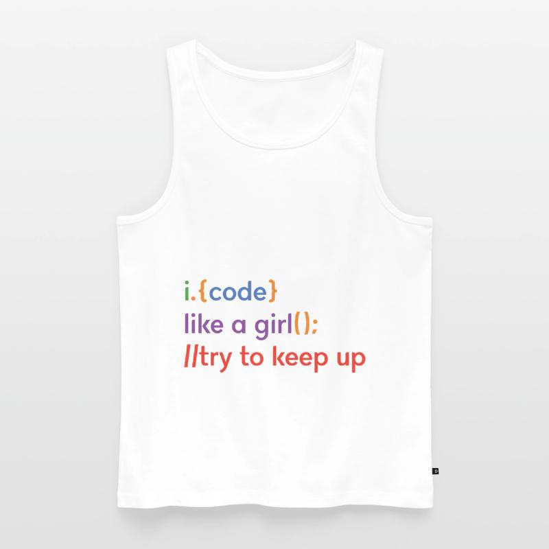 I Code Like A Girl Try To Keep Up Coder Programmer Männer Premium Bio Tank Top