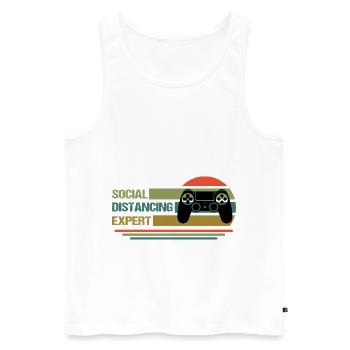 Social Distancing Expert Video Game Player Gaming - Männer Premium Bio Tank Top - Weiß - Vorne - Michal (187cm)