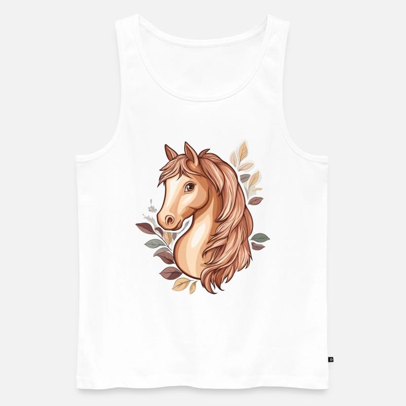Pferd Herbstblätter - Männer Premium Bio Tank Top - Weiß