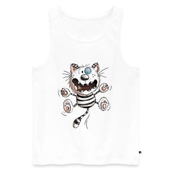 Cat Crazy - Funny Cats - Kitten - -Fun Comic - Débardeur bio Premium Homme - blanc - Devant - Michal (187cm)