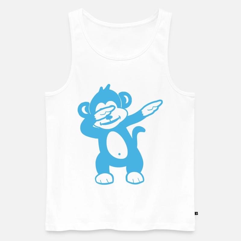 Blue Monkey Maskottchen – Verspieltes Design - Männer Premium Bio Tank Top - Weiß
