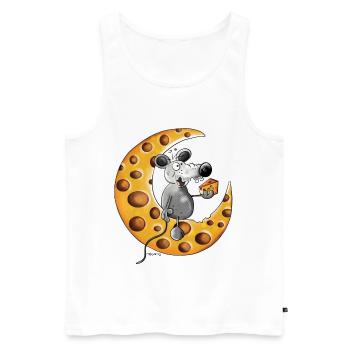 The Mouse Love Cheese - Men's Premium Organic Tank Top - white - Front - AI Model Male 178 light (178cm)