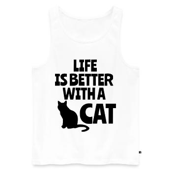 Das Leben ist besser mit einer Katze, Katzen, Tieren # - Männer Premium Bio Tank Top - Weiß - Vorne - AI Model Male 178 light (178cm)