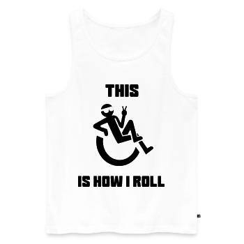 Das ist, als würde ich mich in meinem Rollstuhl wälzen* - Männer Premium Bio Tank Top - Weiß - Vorne - AI Model Male 178 light (178cm)