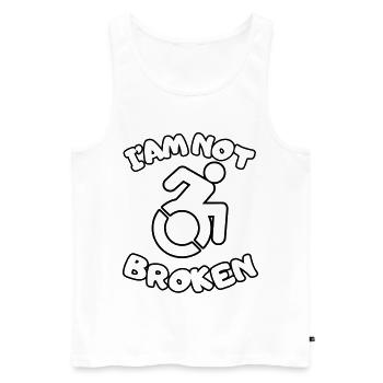 Ich sitze im Rollstuhl, bin aber nicht kaputt * - Männer Premium Bio Tank Top - Weiß - Vorne - Michal (187cm)