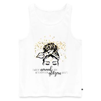 Glitter confetti saying - Men's Premium Organic Tank Top - white - Front - AI Model Male 178 light (178cm)